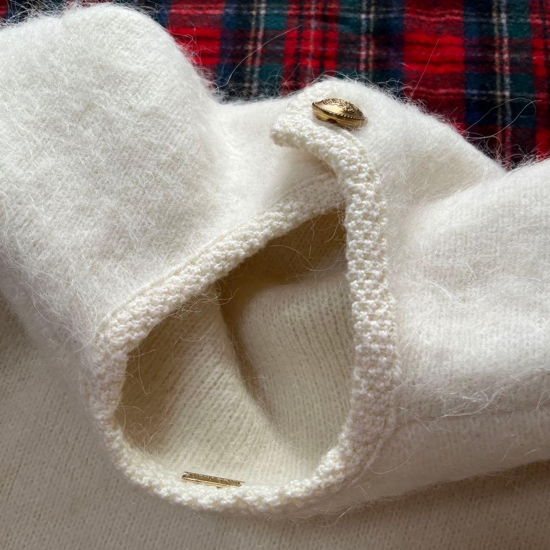 美品✨ミラオーウェン　金ボタン　アルパカニットカーデジャケット　アイボリー白