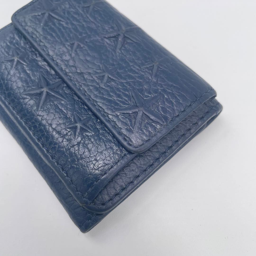 良品✨ ジミーチュウ　エンボス　三つ折り財布　コンパクトウォレット　ネイビー