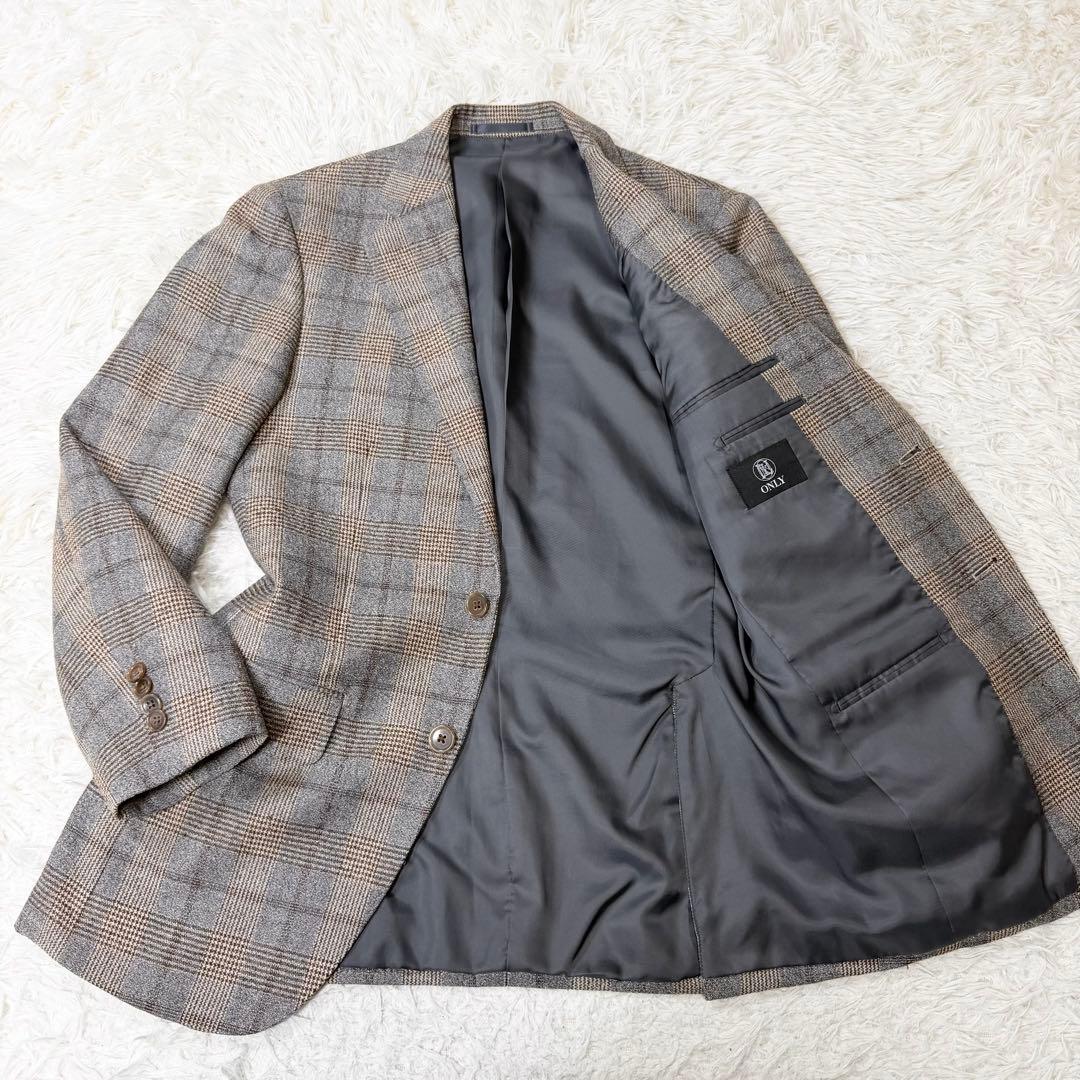 【最高級/伊製生地】オンリー カノニコ ジャケット シルク リネン混 チェック