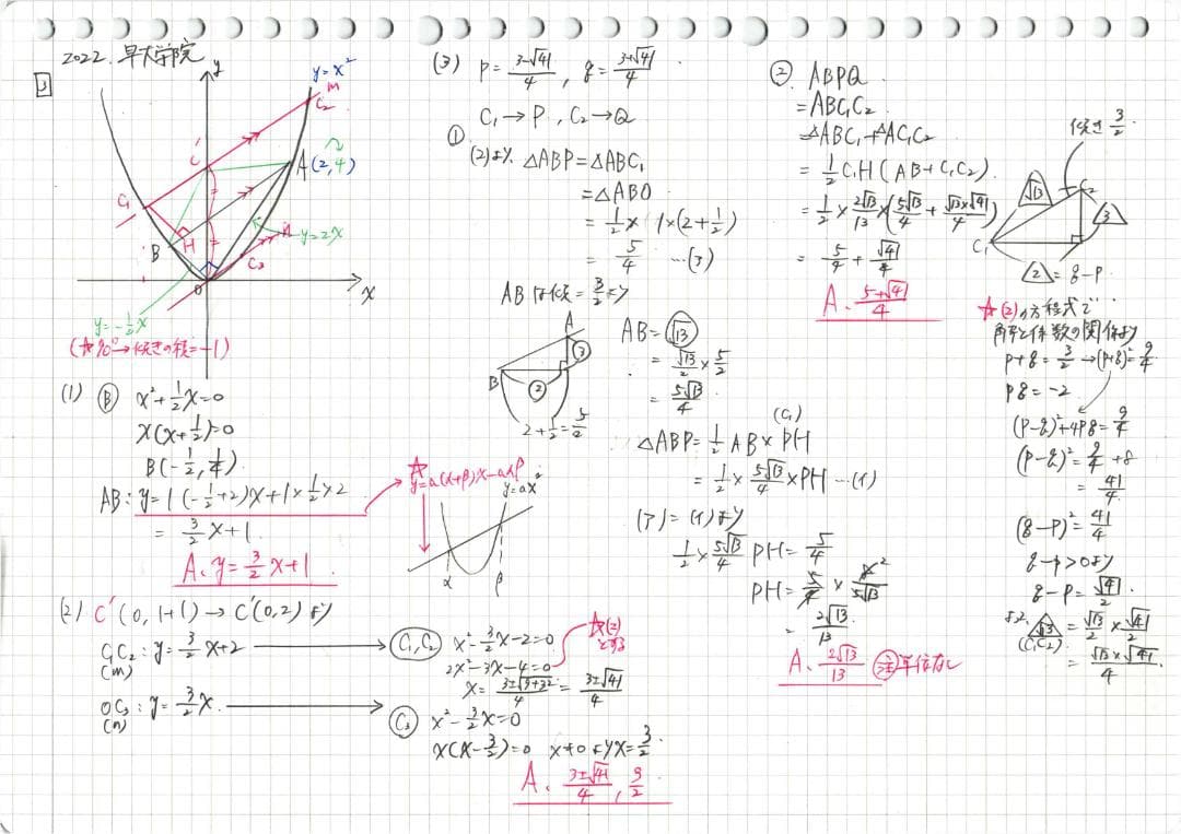 塾講師オリジナル数学解説 全310ページ 早慶6高 入試 過去問 2013-22