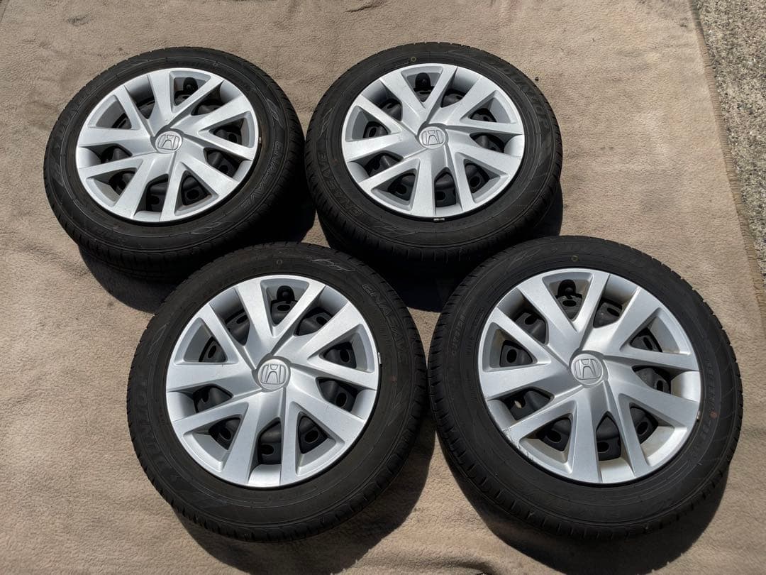 ✨サボッテン✨155/65R14✨中古4本✨送料込✨鉄ホイール純正カバー付