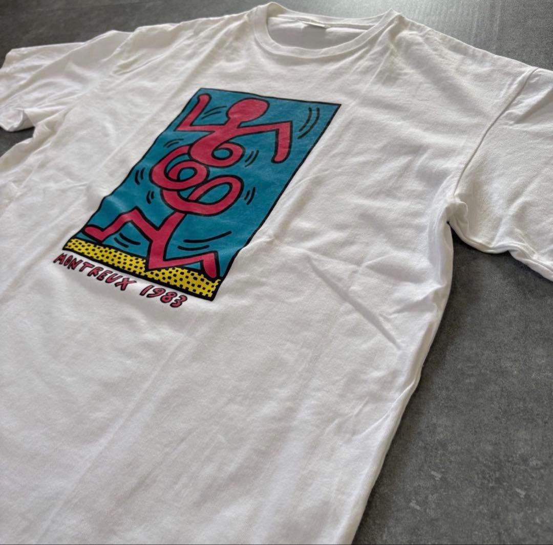 【レア】キースヘリング 白 Tシャツ 古着ナイスプリント アートティアメカジ L