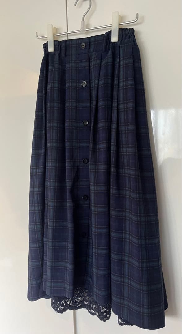 Ruimeme ネイビーチェック スカート Armelle tuck skirt