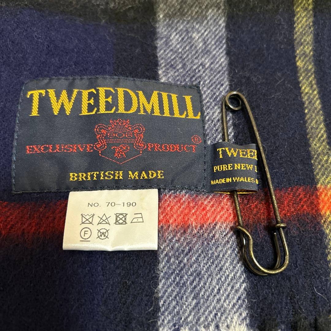 TWEEDMILL ウール100% ネイビーチェックストール イギリス製
