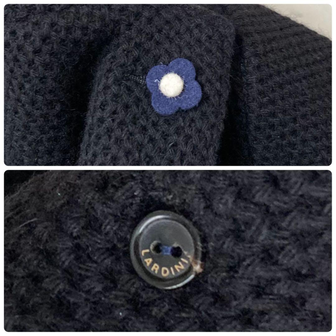 良品 LARDINI アルパカ混 凹凸ニット ジャケット ブートニエール 黒