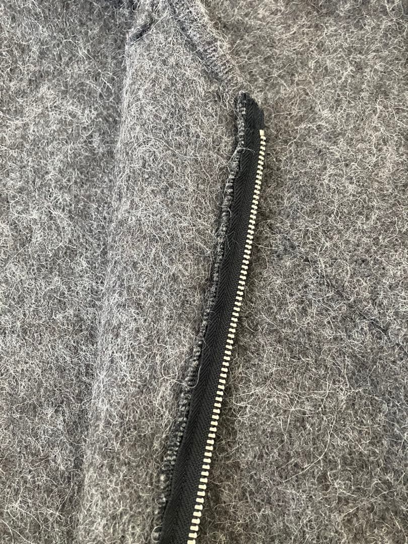 y'sアルパカ圧縮ウールニットジップアップカーディガン