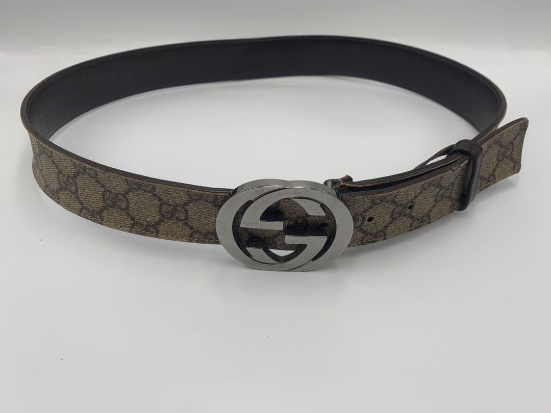 グッチ GUCCI レザー GG スプリーム ベルト シルバー金具