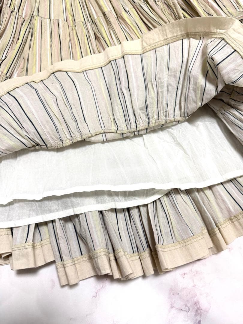 極美品✨MARIHA ティアードギャザースカート 草原の虹