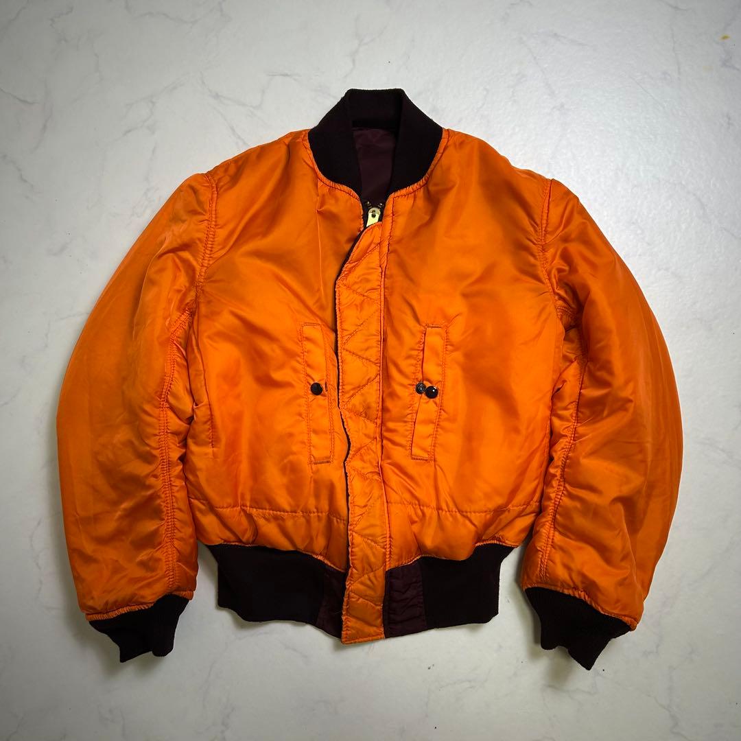 【80s】美品 三本タグ アルファ MA-1 フライトジャケット マルーン S