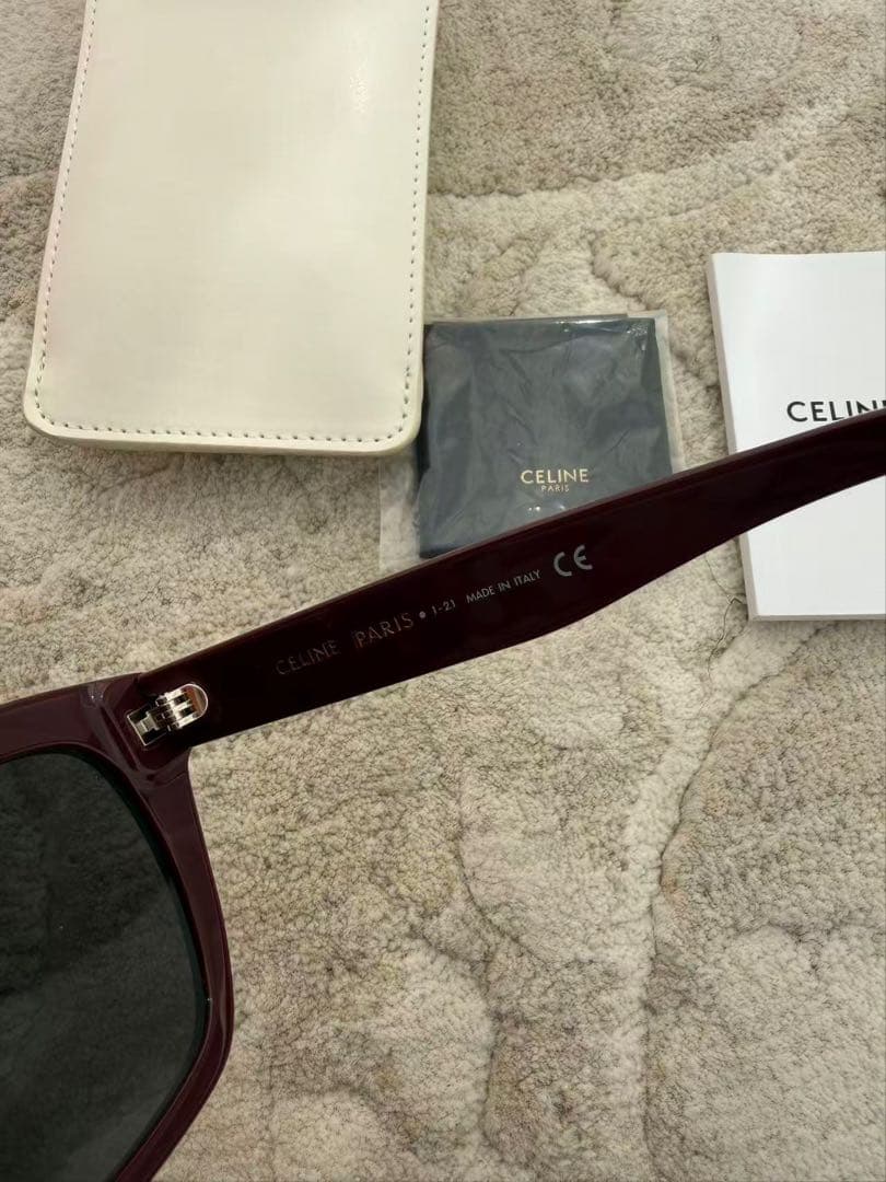 CELINE バーガンディ ワインレッド　サングラス ケース付き