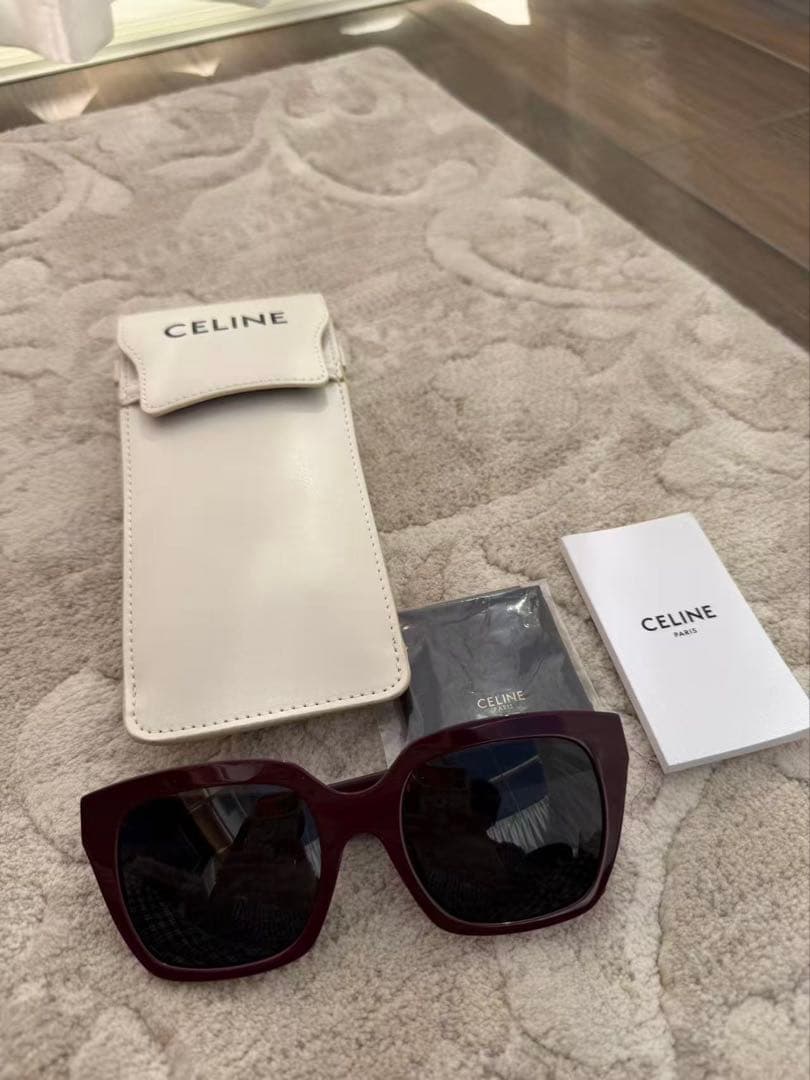 CELINE バーガンディ ワインレッド　サングラス ケース付き