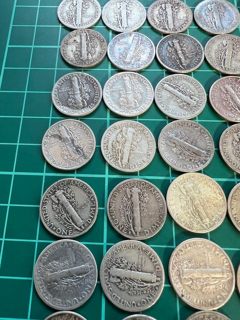 外国銀貨　アメリカマーキュリー10C銀貨 35枚まとめロット　85.8g
