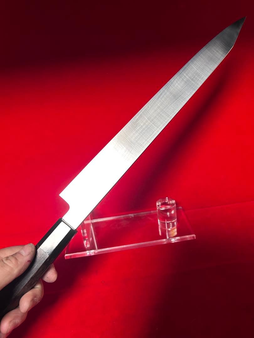 包丁　飛燕型切付　尺　鏡面仕上げ　切味抜群　440c鋼　箱付　未使用品
