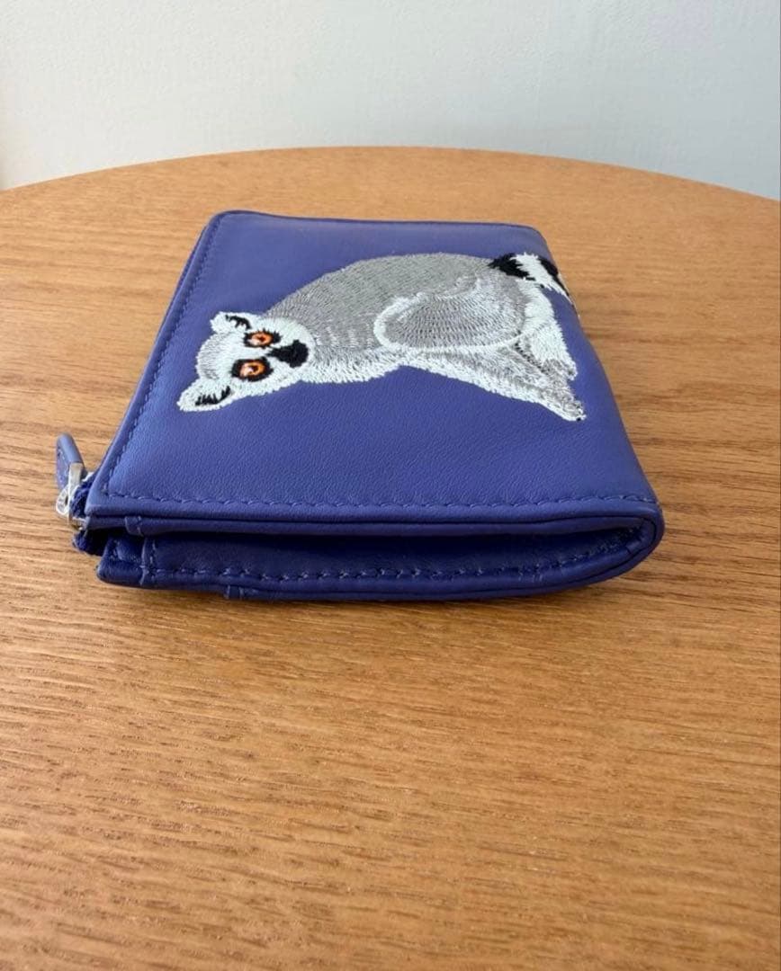 sampo×ear ワオキツネザル レザー刺繍 折り財布