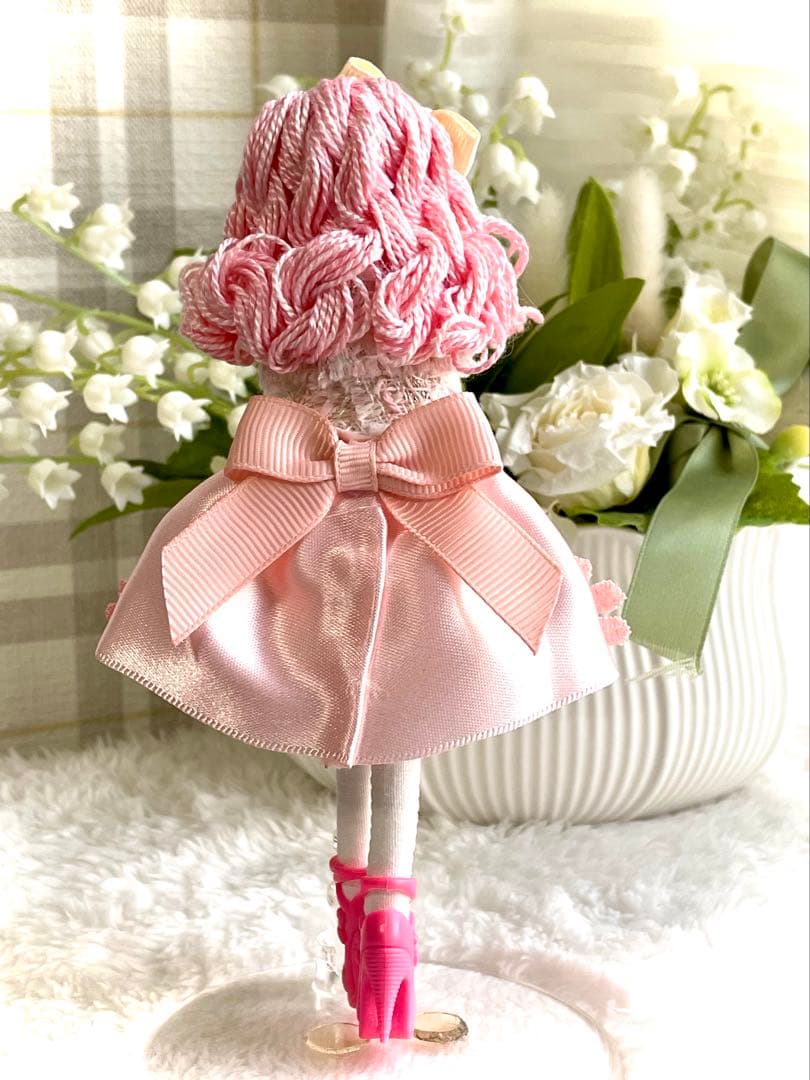 リントンツイード❤️ピンクサテンスカート❤️ハンドメイド♡ドールチャーム