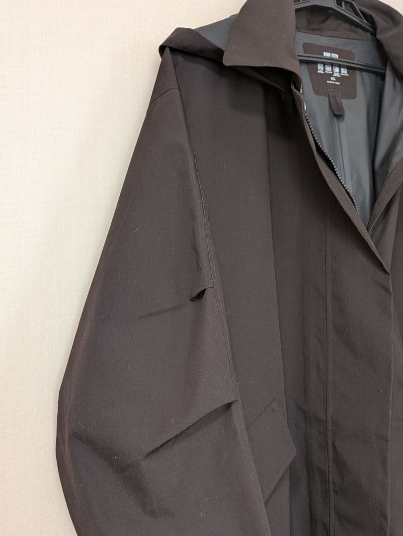 ユニクロ ブロックテック リラックスコート ダークブラウン 3XL