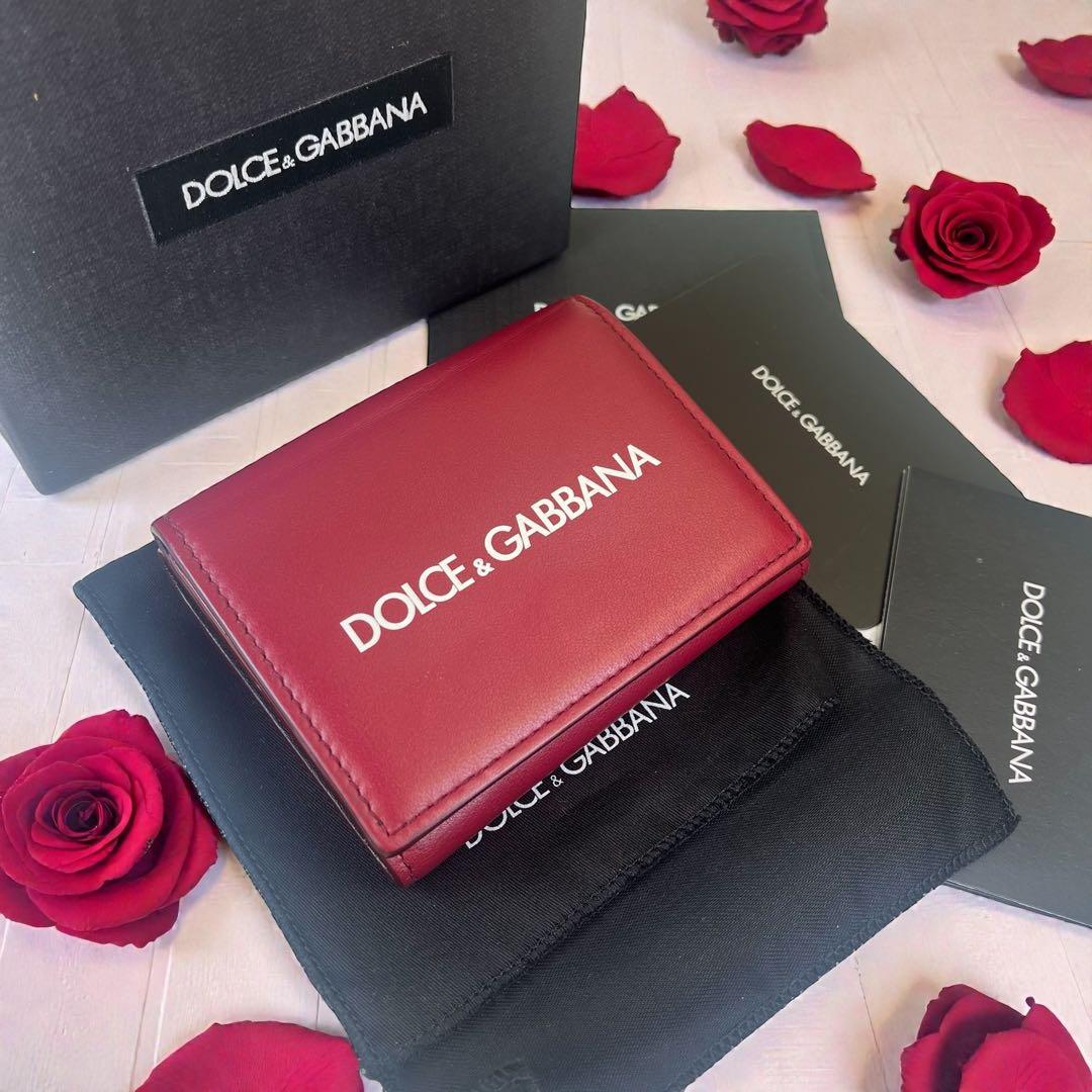美品 DOLCE & GABBANA 三つ折財布 コンパクト 本革 ギャランティ