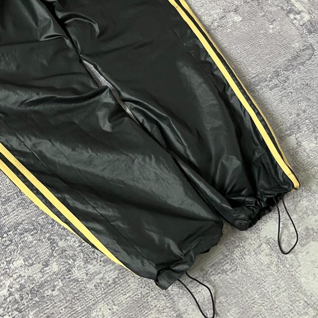 【00S】アディダス トラックパンツ ドローコード Y2K テック 黒 金 L