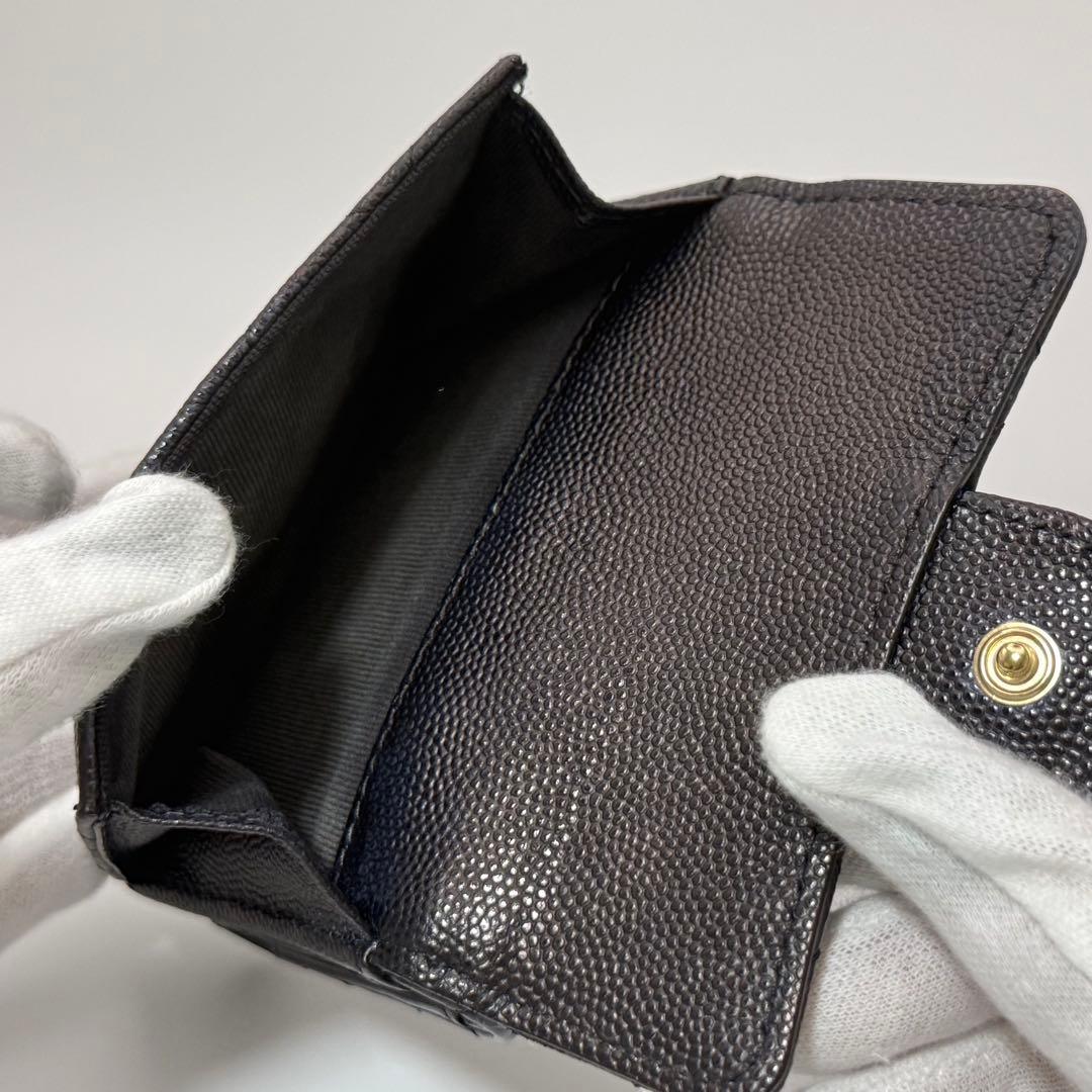 【美品】シャネル　CHANEL キャビアスキン　財布　マトラッセ　三つ折り