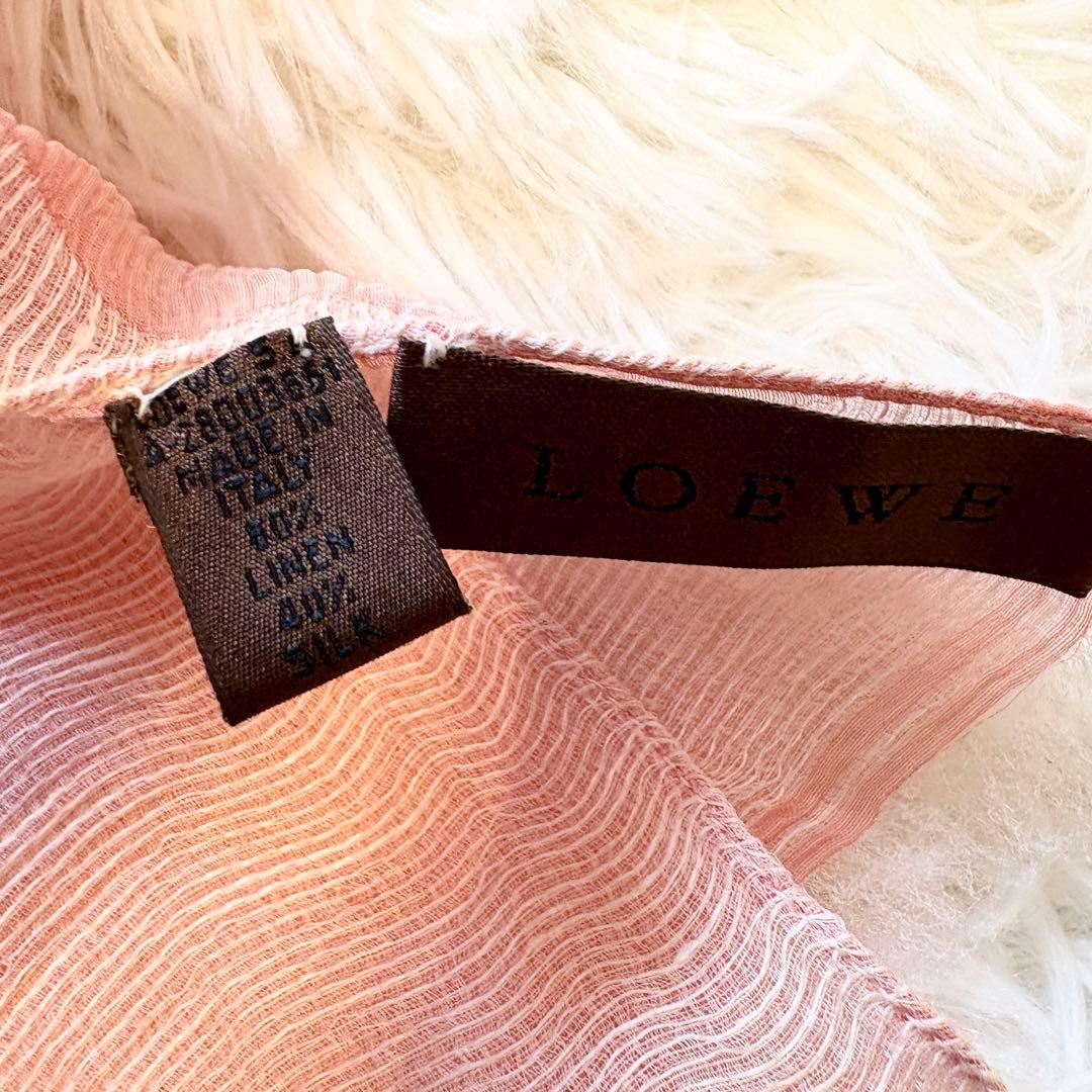LOEWE ロエベ ストール ピンク リネン×シルク混 アナグラムロゴ