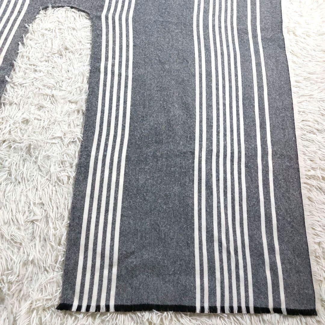 美品 johnstons of elgin ストライプ ヘリンボーン大判マフラー
