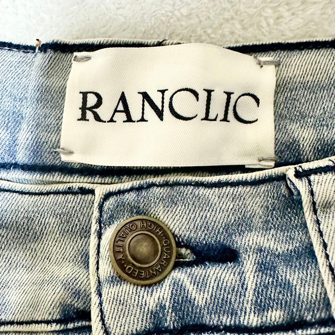 RANCLIC サイドスリットデニムリボンパンツ Sサイズ ライトブルー フレア