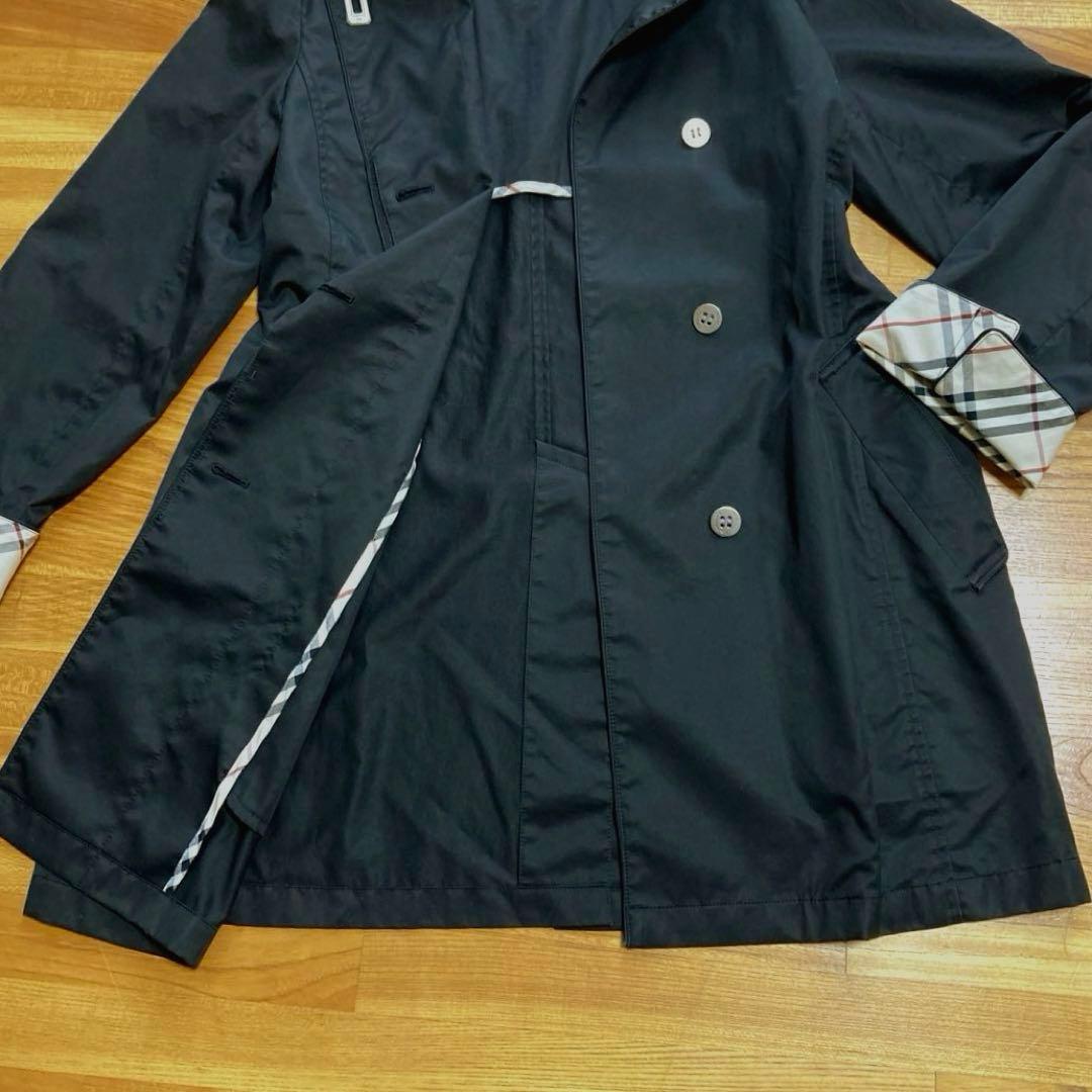 BURBERRY:美品✨スプリングコート ノバチェック ステンカラー 比翼　黒