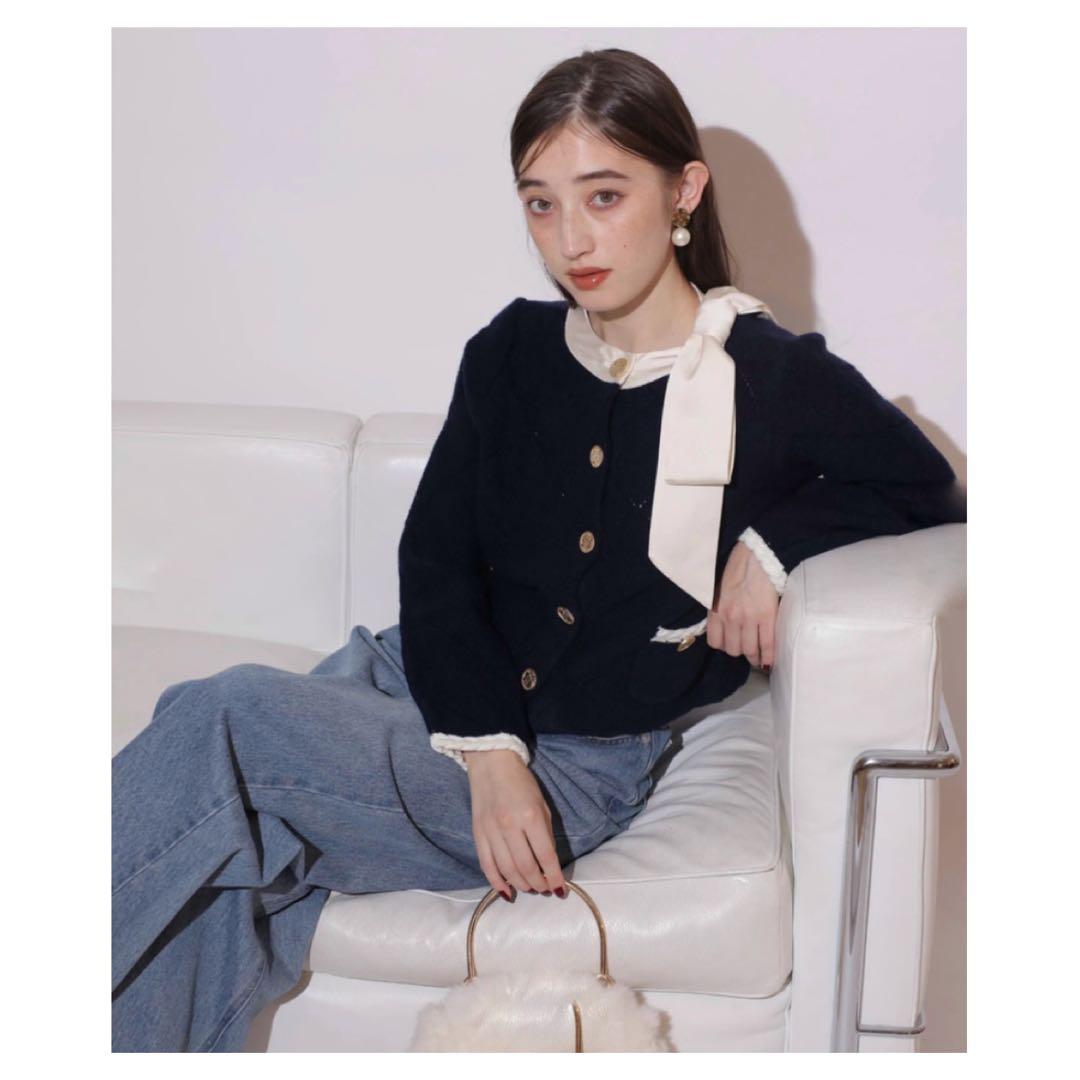 【ちょこ】〈MARIEBELLEコラボ〉RibbonKnitJacket