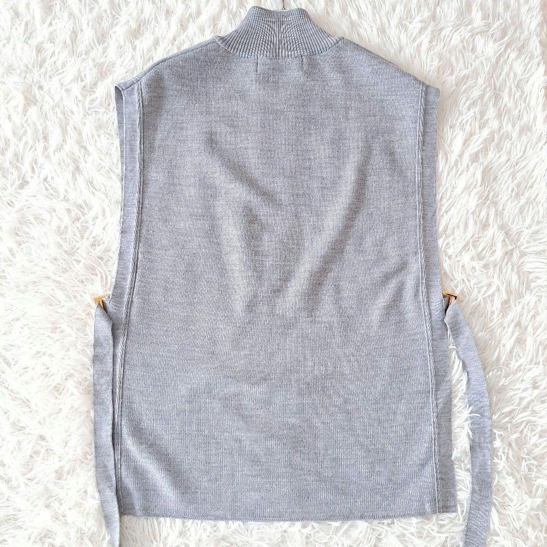 美品 日本製 クルニ 23AW メンズ ジップアップベストニット ハイネック