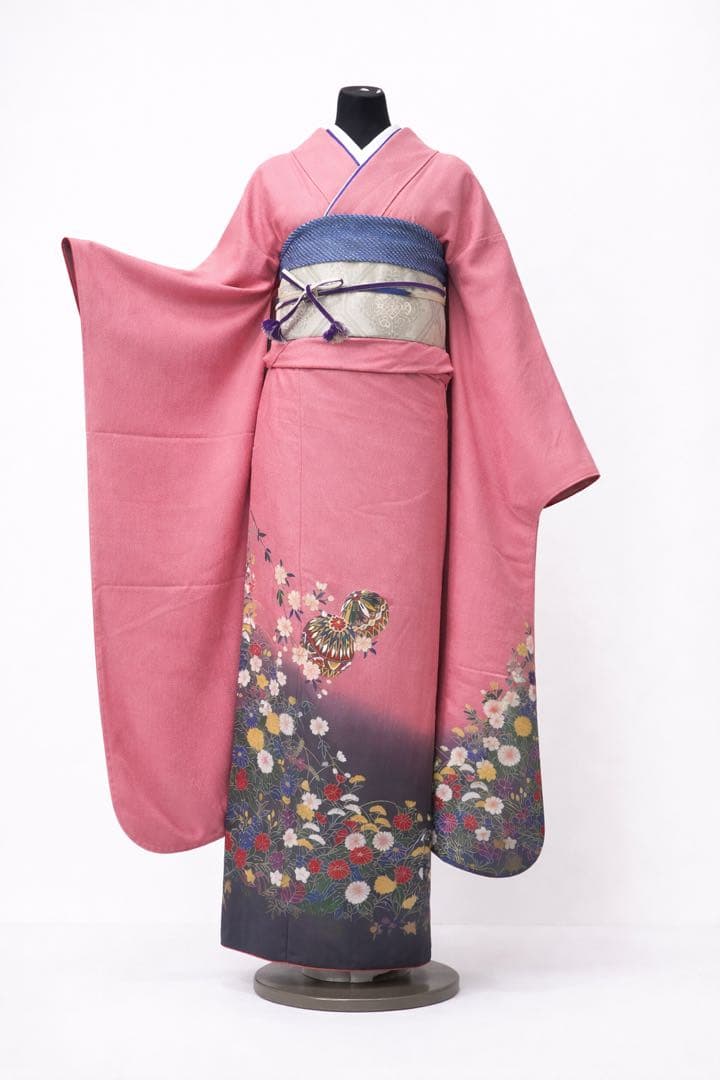 振袖フルセット6点サイズM〜Ｌ花毬文　暈し染め　金彩　正絹
