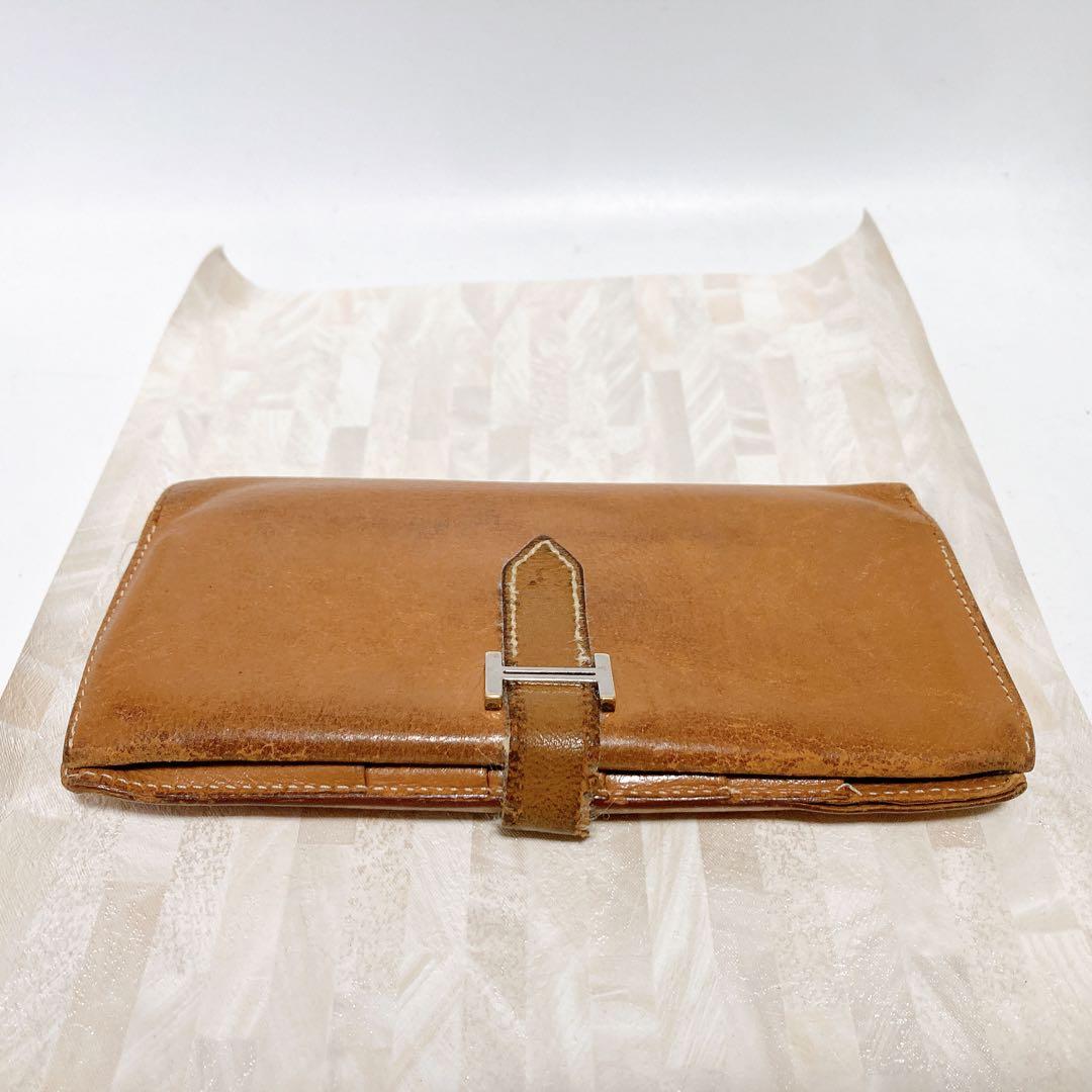 HERMES 二つ折り財布　べアンスフレ　ブラウン　◻︎H刻印　正規品　送料無料