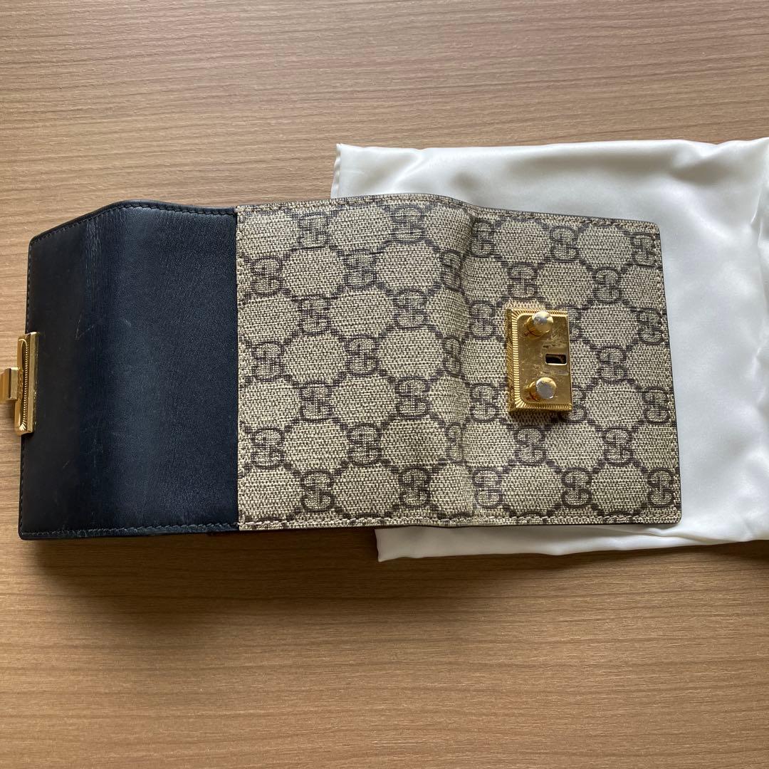 GUCCI 二つ折り財布 ベージュ ブラック