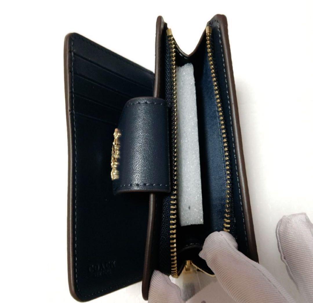 ★COACH チェリー柄 二つ折り財布 ネイビー★新品未使用★