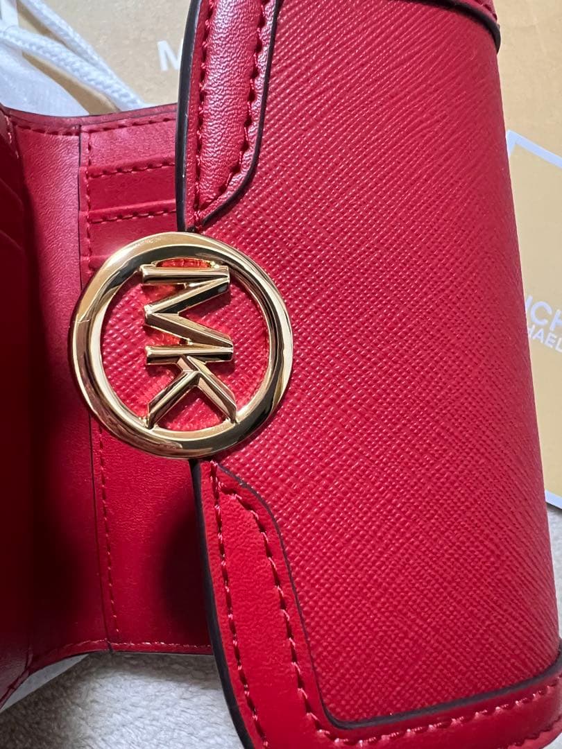 新品未使用 MICHAEL KORS レッド 折り財布 3つ折り財布