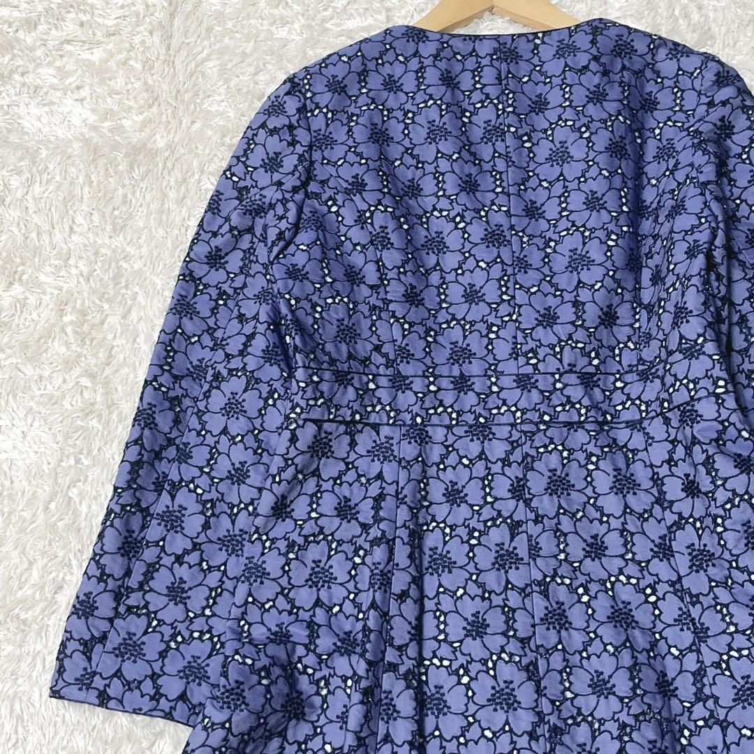TOCCA トッカ 花柄 Aライン カットワーク レースコート ネイビー4