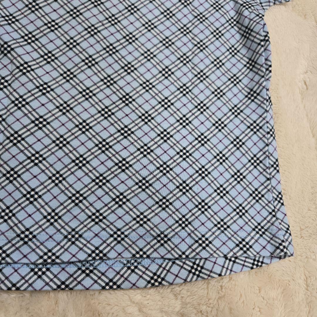 y2k 希少 バーバリー ブルーレーベル ノバチェック Tシャツ ロゴ刺繍 M