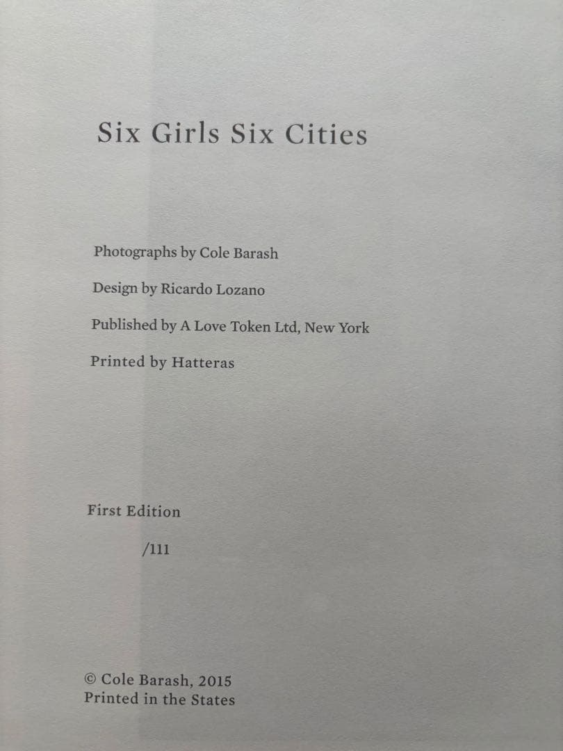 【限定111冊】コール・バラシュ写真集 SIX GIRLS SIX CITIES