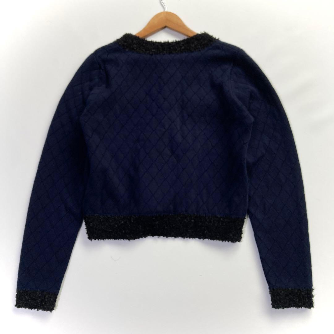 極美品 ピンキーアンドダイアン 24AW ラメツイードニット ネイビー 38
