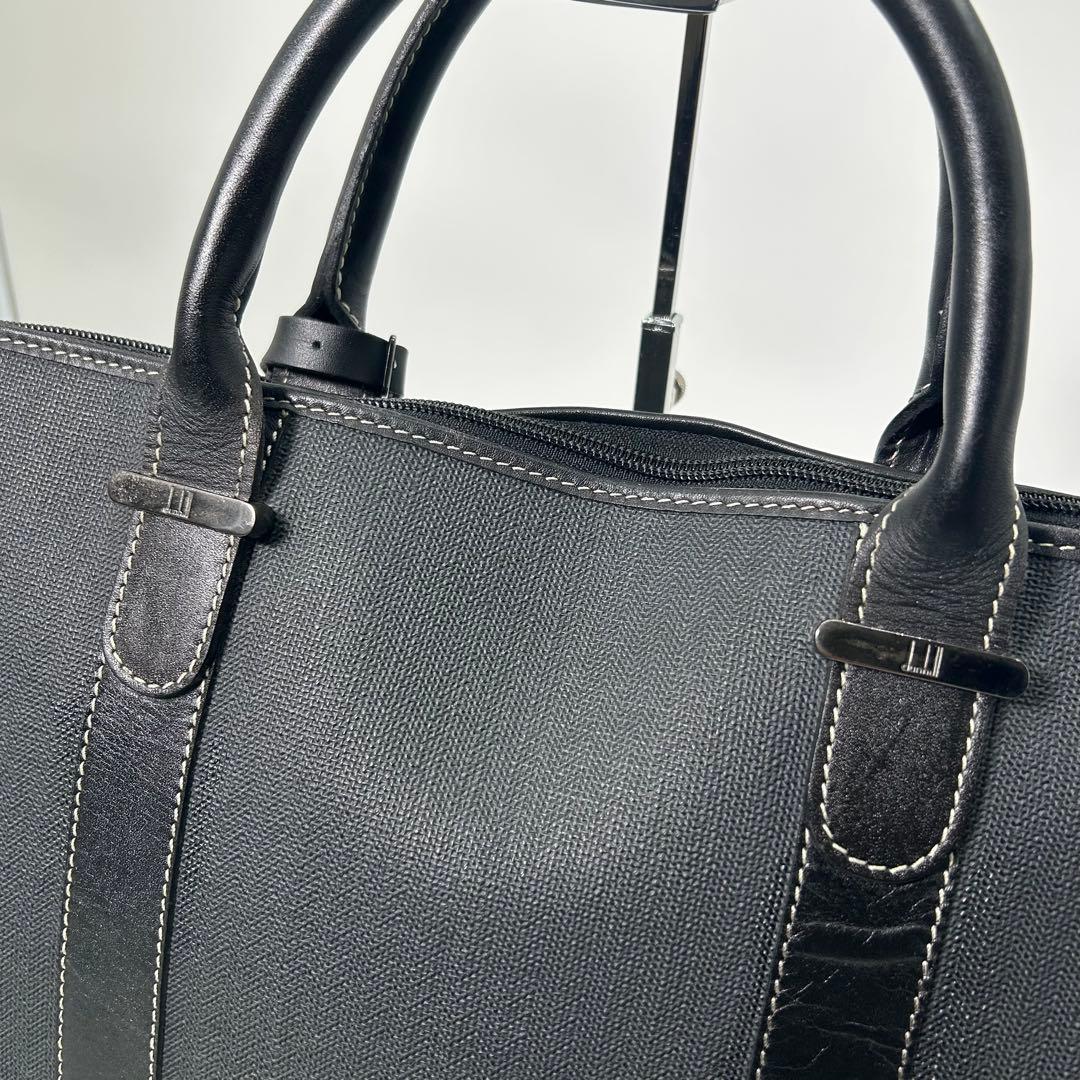 【極美品】dunhill ダンヒル ミニボストン PVC×レザー 黒 メンズ