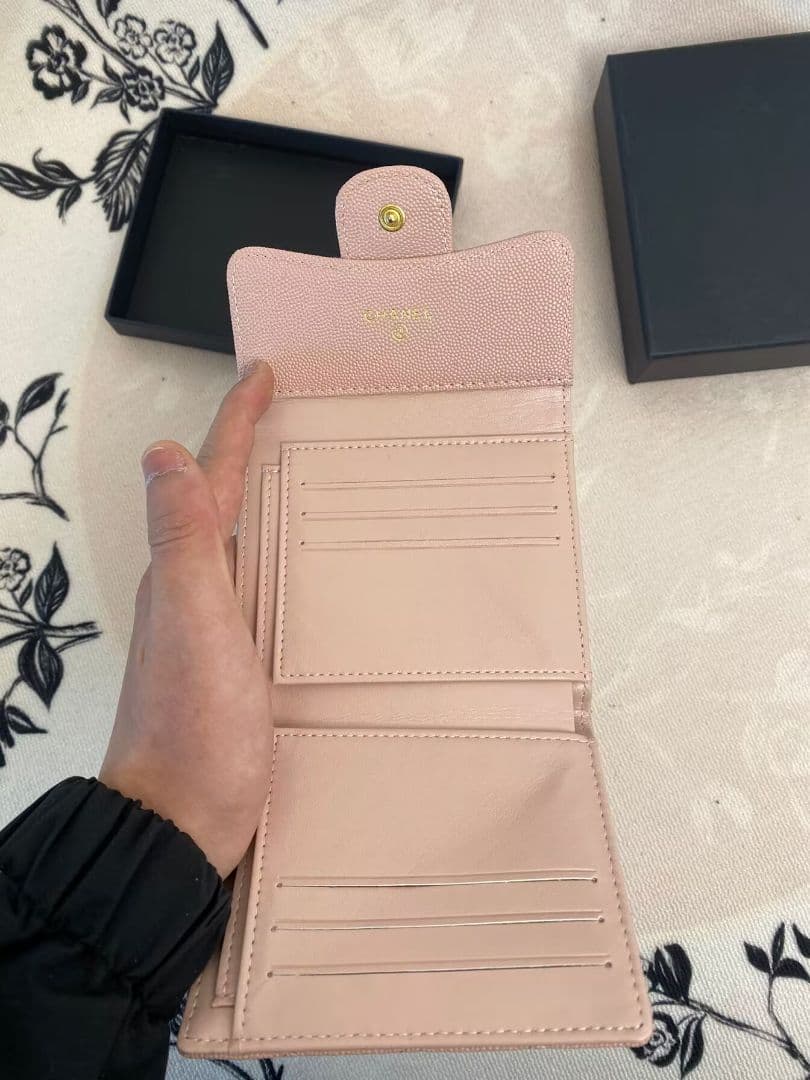 CHANEL キルティング ピンク 三つ折り財布