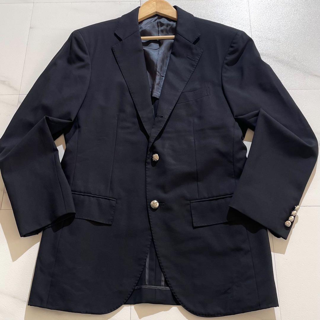 【美品】ラルフローレン 紺ブレ 銀ボタン Lサイズ シングル 背抜き ウール