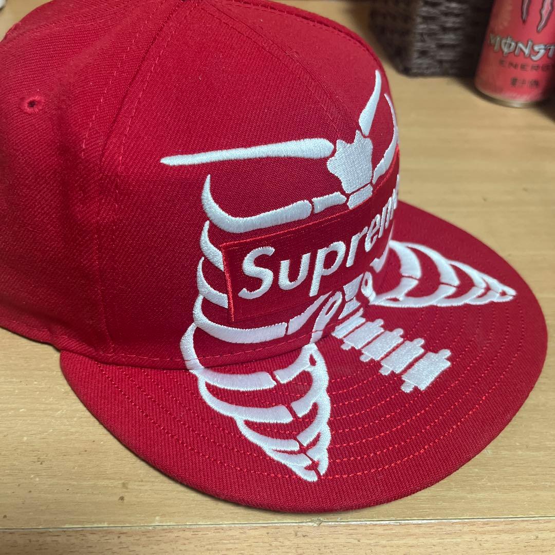 K*U様 Supreme スカルデザイン キャップ 赤