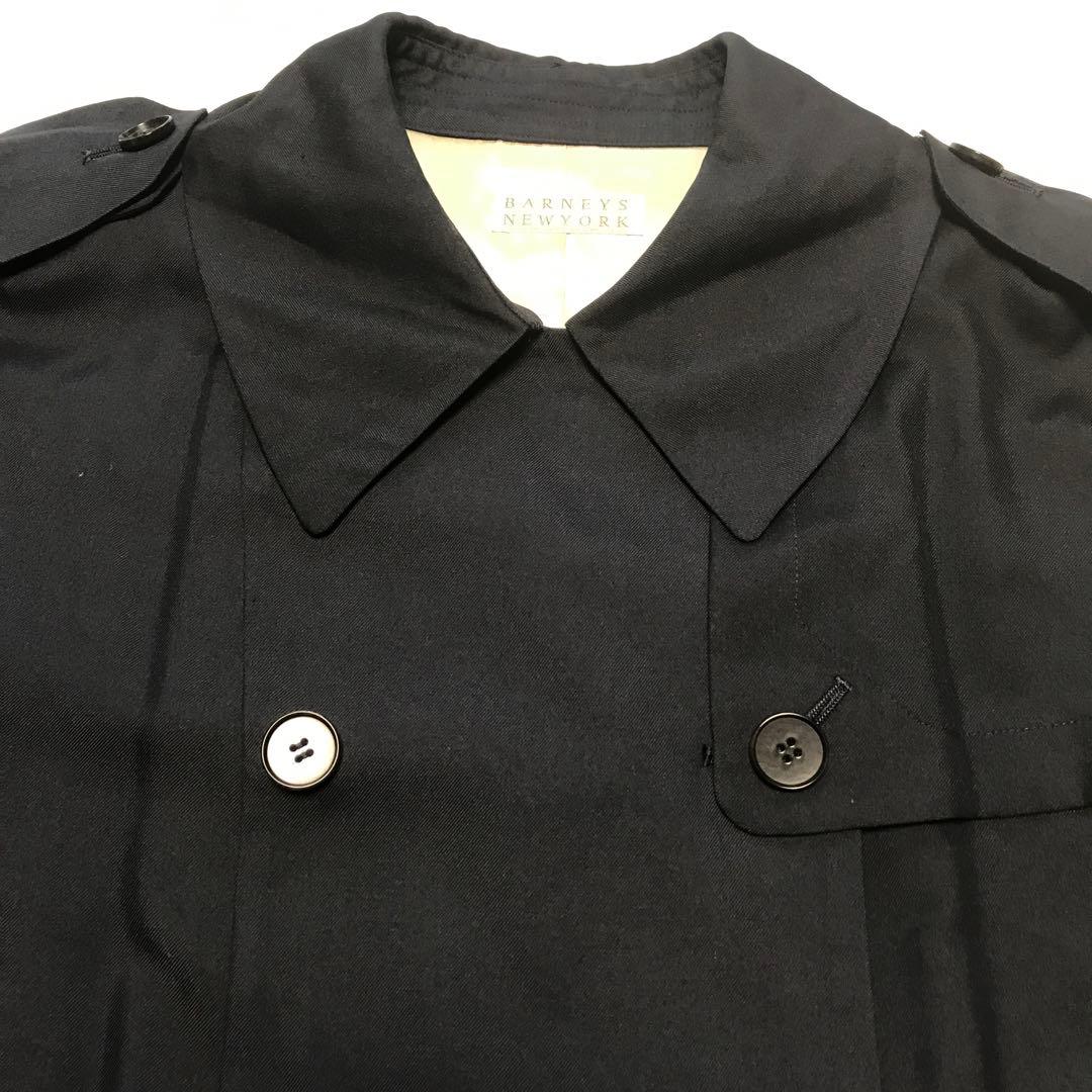 BARNEYS NEW YORK ネイビー シルクトレンチコート　38