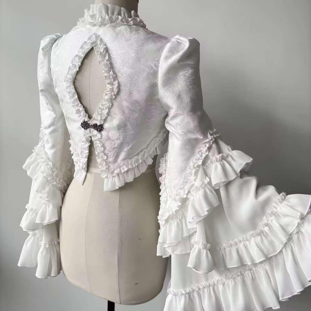 ゴシックトップス 姫袖ボレロ 華ロリータ コスプレ衣装 ショートカーディガン 白