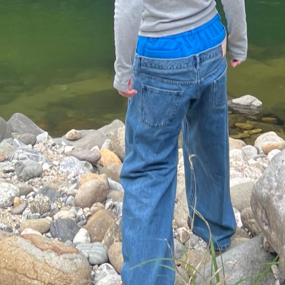 パンツ easy layered denim trousers / blue