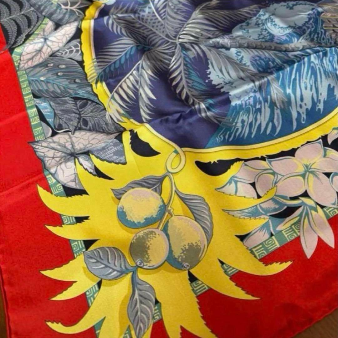 HERMES カレジェアン140 アロハ柄　シルク100%サマーツイル　シワ有り