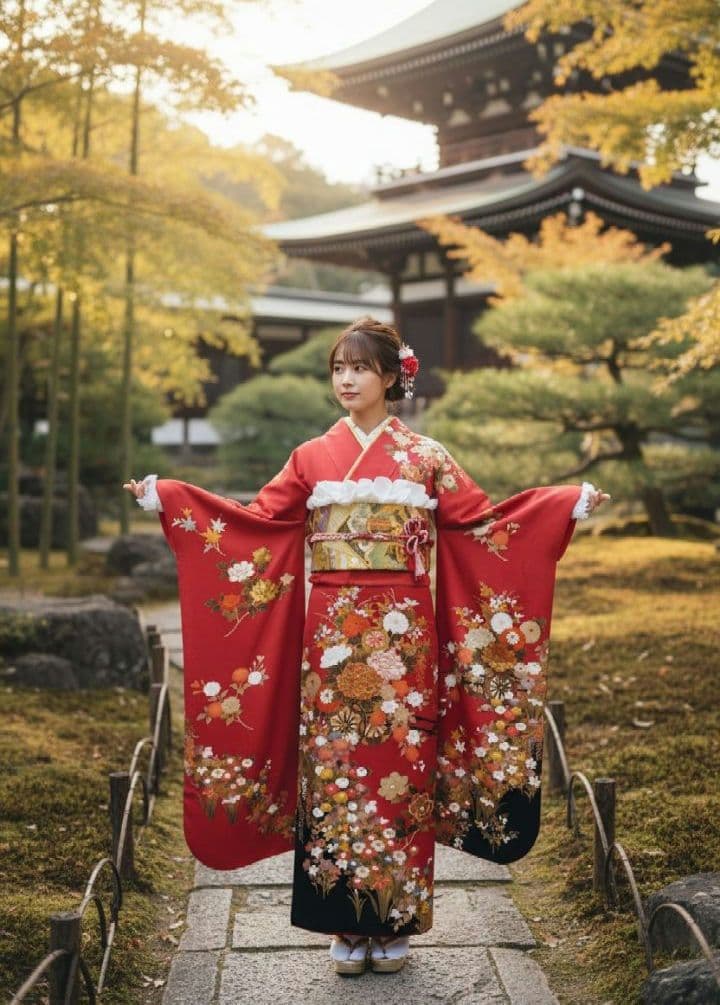 SALE中！振袖フルセット(6点)成人式・豪華刺繍・高級古典柄・金彩・高級手縫い