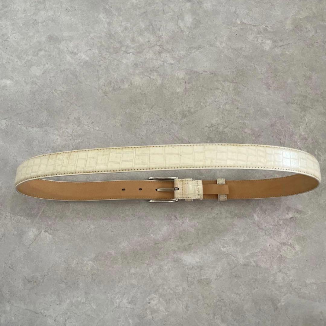 小物 00s archive White Leather Belt Y2K