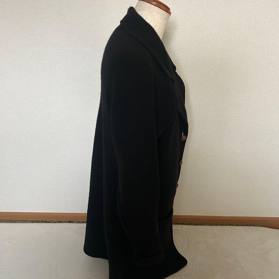 バランタインカシミヤ　リブ編み ブラック ロングカーディガン　高級