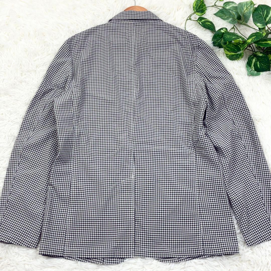 美品　ビームス　ギンガムチェック　アンコンジャケット　ストレッチ　XL　洗える